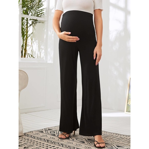 Maternity Wide Leg Solid Pants black - Picture 3 of 5